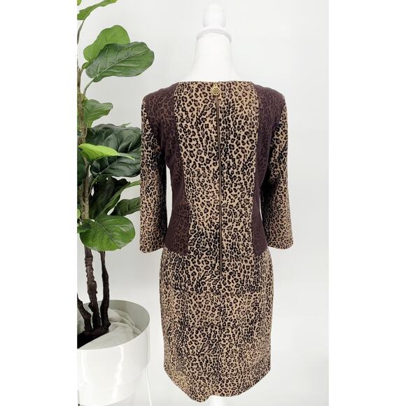 Antonio Melani Womens Leopard Print Lined Sparkle Knee Length Sheath Dress Sz 6 - Picture 4 of 9